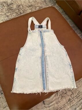 Abercrombie & Fitch Light Blue Washed Denim Pinafore Dress